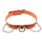 European and American original new punk exaggerated rivet big O ring chain PU leather collar necklace