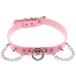 European and American original new punk exaggerated rivet big O ring chain PU leather collar necklace