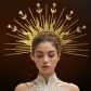 Sun God Star Moon Combination Hair Buckle European and American Virgin Mary Headdress Golden Goddess Cross-border Fashion Show Role Costume