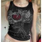 Autumn and winter sexy personality pattern street hot diamond printing tight round neck vest sports top