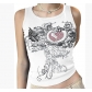 Autumn and winter sexy personality pattern street hot diamond printing tight round neck vest sports top