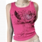 Autumn and winter sexy personality pattern street hot diamond printing tight round neck vest sports top