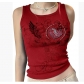 Autumn and winter sexy personality pattern street hot diamond printing tight round neck vest sports top