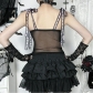 Dark Gothic Lace Suspender Top 2025 New Sexy Slim Fit Hottie Vest Top for Women