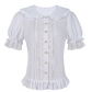 2025 European and American summer doll collar short-sleeved summer Lolita shirt soft girl puff sleeve slim short sleeve