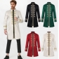 New Halloween Men's Coat Solid Color Fashion Steampunk Retro Stand Collar Uniform Performance