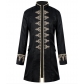 New Halloween Men's Coat Solid Color Fashion Steampunk Retro Stand Collar Uniform Performance