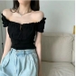 Fashionable and chic clavicle-feeling one-shoulder top for women, summer design with drawstrings for wearing outside, tube top clothes