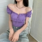 Fashionable and chic clavicle-feeling one-shoulder top for women, summer design with drawstrings for wearing outside, tube top clothes