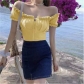 Fashionable and chic clavicle-feeling one-shoulder top for women, summer design with drawstrings for wearing outside, tube top clothes