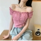 Fashionable and chic clavicle-feeling one-shoulder top for women, summer design with drawstrings for wearing outside, tube top clothes