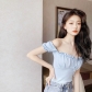 Fashionable and chic clavicle-feeling one-shoulder top for women, summer design with drawstrings for wearing outside, tube top clothes