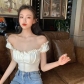 Fashionable and chic clavicle-feeling one-shoulder top for women, summer design with drawstrings for wearing outside, tube top clothes