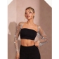 2025 Fishnet Sequin Cardigan Top with Diamond Blingbling European and American Coverups Top
