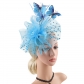 New bride butterfly headdress feather flower retro veil headdress hat ball horse racing festival headdress hair accessories