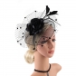 New mesh feather hair accessories headband European and American bride celebrity party veil headdress hairpin Jockey Club head flower
