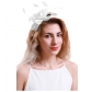 European and American new bridal headband imitation linen material party dance hat Jockey Club retro feather hair accessories