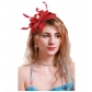 European and American new bridal headband imitation linen material party dance hat Jockey Club retro feather hair accessories