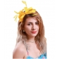 European and American new bridal headband imitation linen material party dance hat Jockey Club retro feather hair accessories