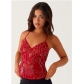 European and American new v-neck sequined camisole vest sparkling sexy casual top