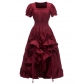 Vintage French Renaissance square neck short sleeve dress medieval cosplay dress