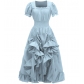 Vintage French Renaissance square neck short sleeve dress medieval cosplay dress