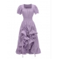 Vintage French Renaissance square neck short sleeve dress medieval cosplay dress