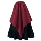 Retro medieval long skirt red and white checkered irregular skirt long skirt