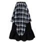 Retro medieval long skirt red and white checkered irregular skirt long skirt