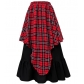 Retro medieval long skirt red and white checkered irregular skirt long skirt