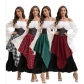 Retro medieval long skirt red and white checkered irregular skirt long skirt