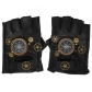 European and American Steampunk Leather Gloves Gear Half Finger Gloves Compass Retro