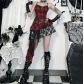 Dark punk style plaid sling irregular dress 2025 new sexy hot girl skirt female