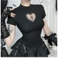 Dark Gothic style cross hollow waist slim fit short T-shirt 2025 hot girl tops for women