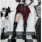 Dark Gothic style irregular plaid lace patchwork skirt 2025 new sexy hot girl skirt
