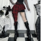 Dark Gothic style irregular plaid lace patchwork skirt 2025 new sexy hot girl skirt