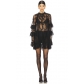 2025 Spring and Summer European and American Sexy Hot Girls Royal Sister Fully Transparent Lace Dress See-through Shirt Dress