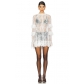 2025 Spring and Summer European and American Sexy Hot Girls Royal Sister Fully Transparent Lace Dress See-through Shirt Dress