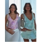 European and American new v-neck sequined camisole aliexpress shiny sexy casual top