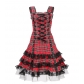 Gothic style cross tie slim lace dress short medieval role play costume