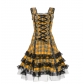 Gothic style cross tie slim lace dress short medieval role play costume