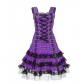 Gothic style cross tie slim lace dress short medieval role play costume