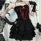 Dark Gothic Style A-line Lolita Puffy Dress 2025 New Sexy Hot Girl Short Skirt Female