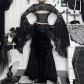 Dark Gothic style front and back wear lace waistcoat 2025 new sexy hot girl trumpet sleeve blouse