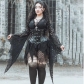 Dark trumpet sleeve irregular lace blouse 2025 new gothic style clothing