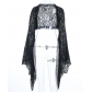 Dark trumpet sleeve irregular lace blouse 2025 new gothic style clothing