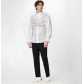 2025 European and American new fashion Gothic ruffled stand collar long sleeve men's tie shirt pleated cuffs men's shirt