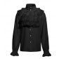 2025 European and American new fashion Gothic ruffled stand collar long sleeve men's tie shirt pleated cuffs men's shirt