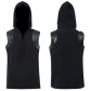 Punk rock style men's clothing tattered decadent patchwork sleeveless hooded t-shirt spring and summer nightclub bar vest vest