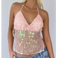 2025 Summer European and American Women's Dopamine Suspender Sequin Sexy Deep V Suspender Top